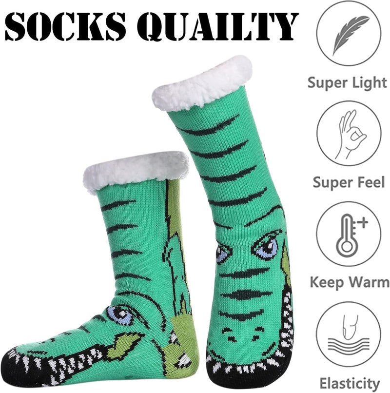 LINEMIN Mens Warm Slipper Socks Soft Cozy Fuzzy Fleece-Lined Winter Non Slip Indoor Christmas Socks - Image 4